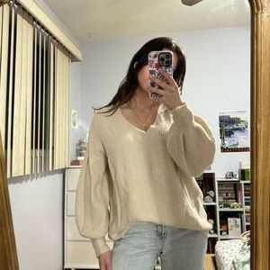 Cream V-Neck Sweater